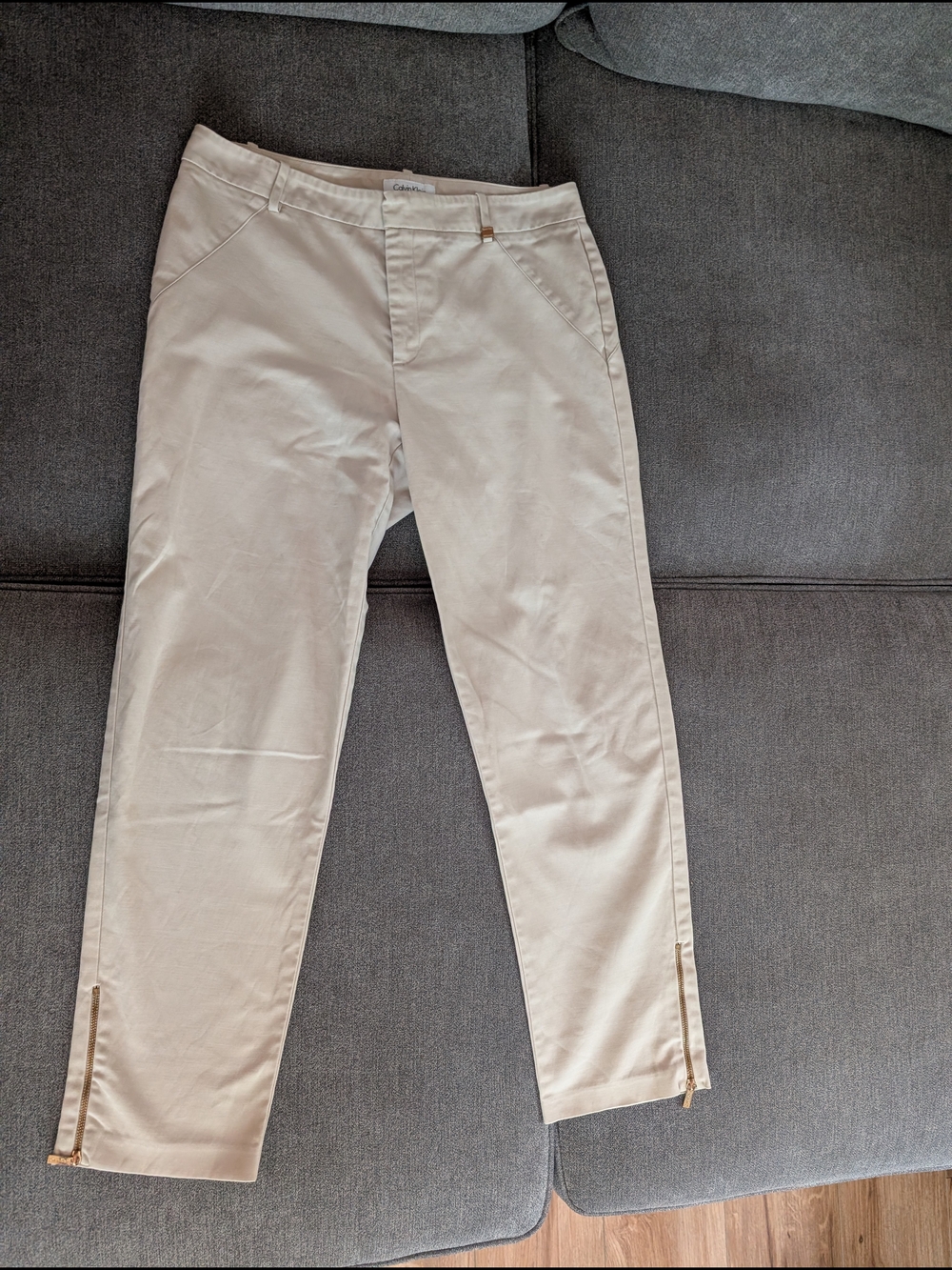 Calvin Klein Cropped Ankle Pants in Light Beige - Picture 2 of 10